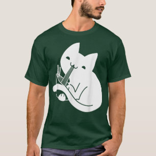 Cute Chubby Cat Eating Ramen Noodles Cat Ramen Lov T-Shirt