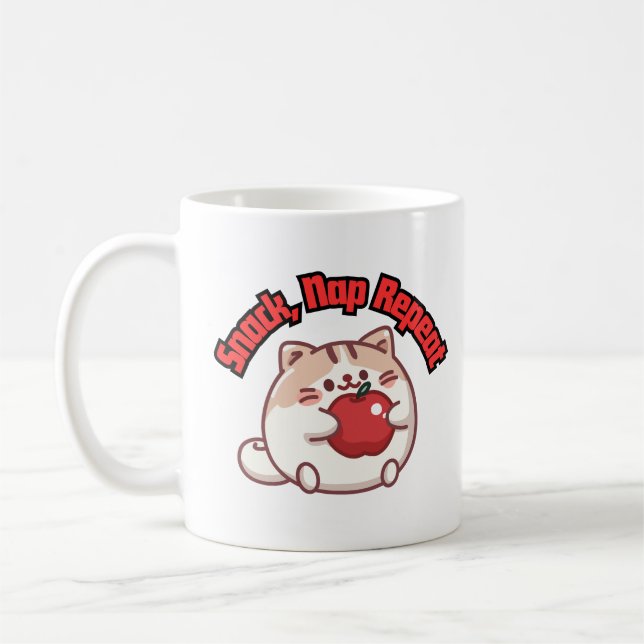 Cute Chubby Cat kawaii Design Mug (Left)