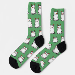 Cute Chubby Cat Two Christmas Hats Socks