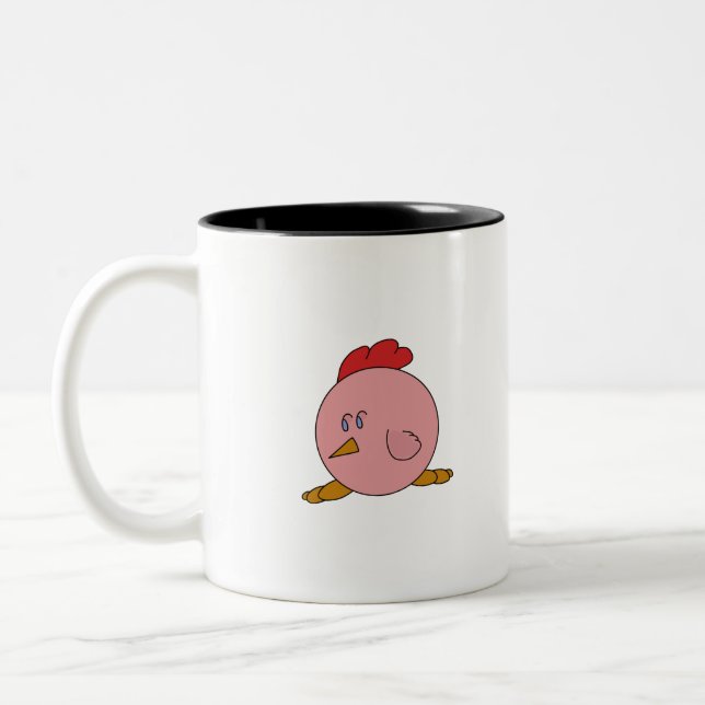 Cute Chubby Chicken Two-Tone Coffee Mug (Left)