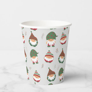 Cute Chubby Christmas Elves Pattern Paper Cups