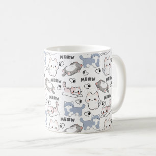 Cute Chubby Kittens and Meow Hearts Coffee Mug