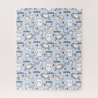 Cute Chubby Kittens and Meow Hearts Jigsaw Puzzle