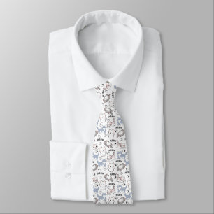 Cute Chubby Kittens and Meow Hearts Tie