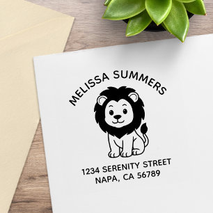 Cute Chubby Lion Arch Address Rubber Stamp