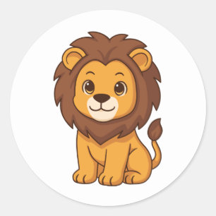 Cute Chubby Lion Classic Round Sticker