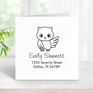 Cute Chubby Owl Address Rubber Stamp