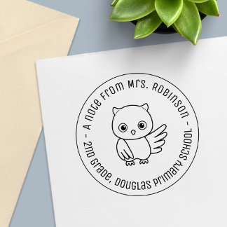 Cute Chubby Owl School Teacher Note 1 Self-inking Stamp