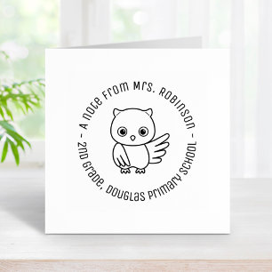 Cute Chubby Owl School Teacher Note 4 Rubber Stamp