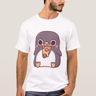 Cute Chubby Penguin With Pepperoni Pizza Slice T-Shirt