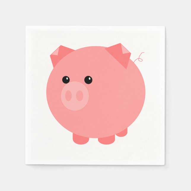 Cute Chubby Pig Party Napkins (Front)
