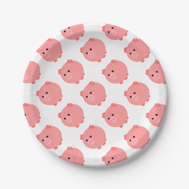 Cute Chubby Pig Party Plates (Front)
