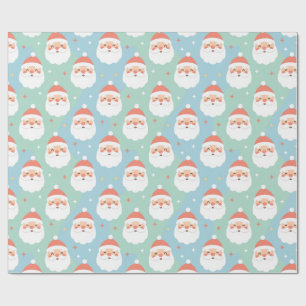 Cute Chubby Santa Heads Pastel Seamless Wrapping P Paper
