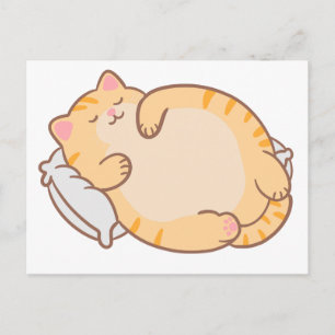 Cute Chubby Sleeping Orange Tabby Cat Pillow Holiday Postcard
