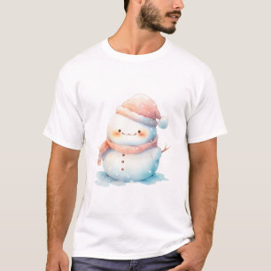 Cute Chubby Watercolor Snowman T-Shirt