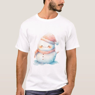 Cute Chubby Watercolor Snowman T-Shirt