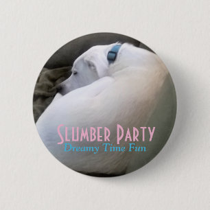Cute Chubby White Sleeping Puppy Dog Slumber Party 6 Cm Round Badge