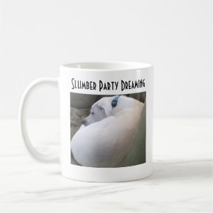 Cute Chubby White Sleeping Puppy Dog Slumber Party Coffee Mug