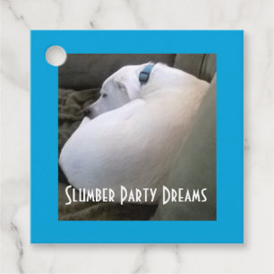 Cute Chubby White Sleeping Puppy Dog Slumber Party Favour Tags