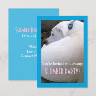 Cute Chubby White Sleeping Puppy Dog Slumber Party Invitation