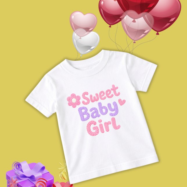 Cute Chunky Knit Lettering Toddler Girl T-Shirt (Creator Uploaded)