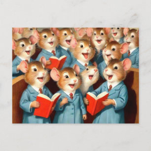 Cute Church Choir Mice Postcard