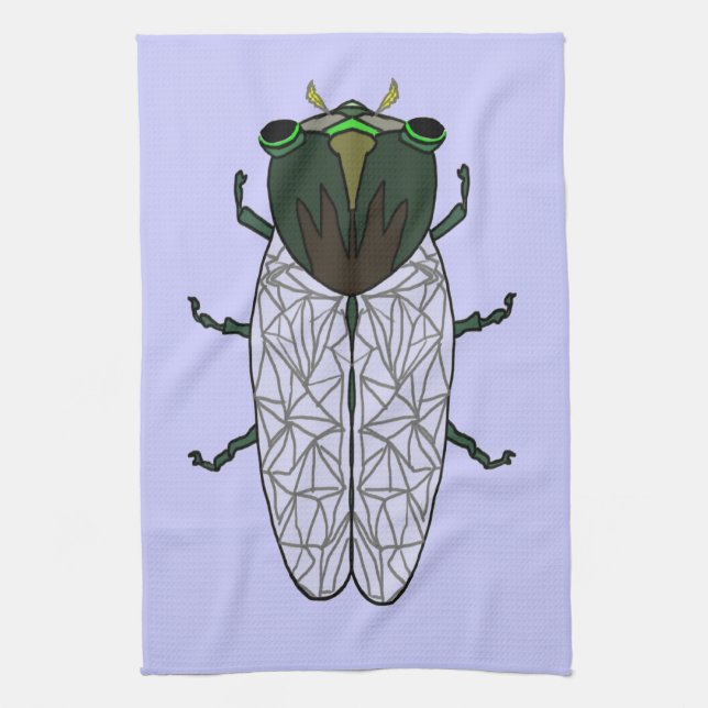 Cute Cicada Tea Towel (Vertical)