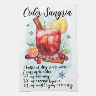Cute Cider Sangria Christmas Drink Recipe Tea Towel