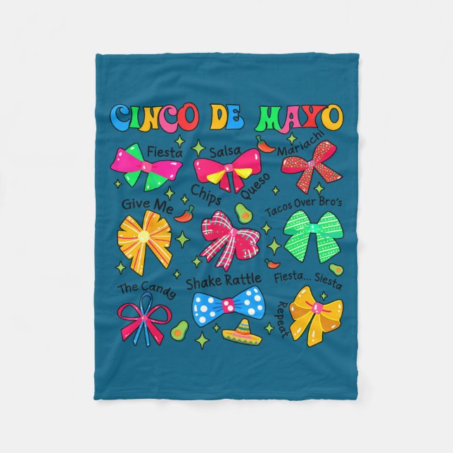 Cute cinco de mayo coquette bow nacho average fleece blanket (Front)