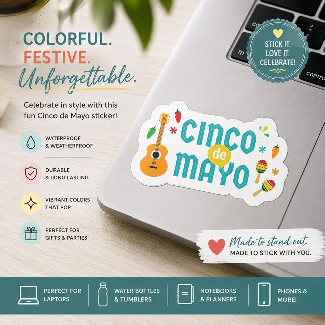Cute Cinco de Mayo Fiesta Vinyl Sticker (Creator Uploaded)