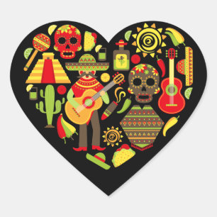 Cute Cinco De Mayo Party Heart Sticker