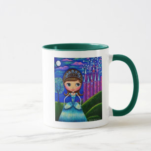 Cute Cinderella Doll Wearing Tiara Castle Mug