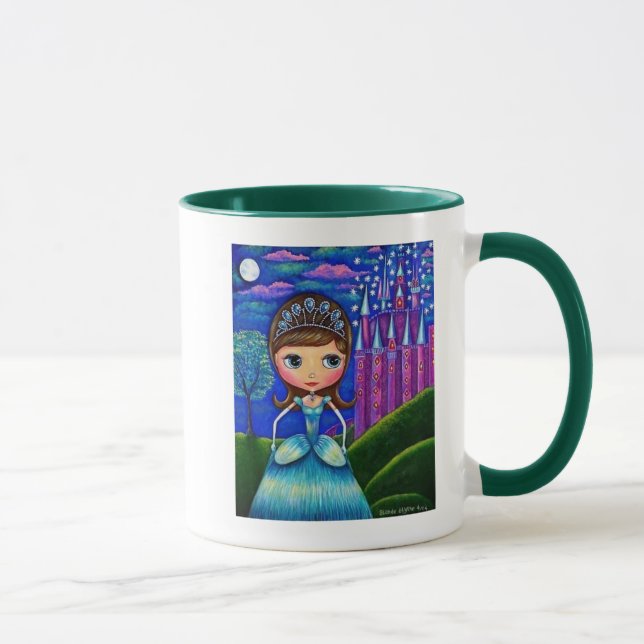 Cute Cinderella Doll Wearing Tiara Castle Mug (Right)