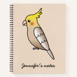 Cute Cinnamon Cockatiel Cartoon Bird Illustration Notebook