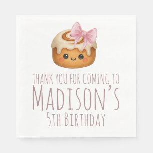 Cute Cinnamon Roll Bun Girl Birthday Party Napkin