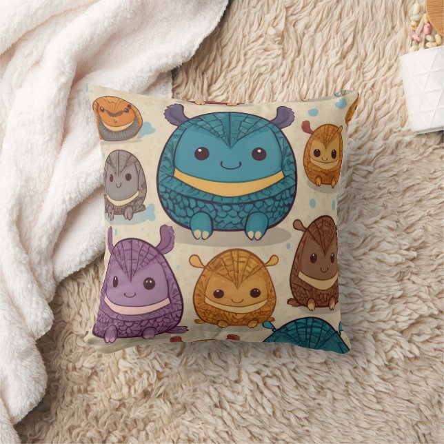 Cute Circle Armadillo Print  Cushion (Blanket)