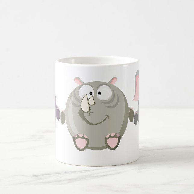 Cute circle rhino coffee mug (Center)