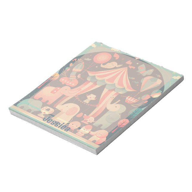 Cute Circus Animals Personalised Notepad (Rotated)