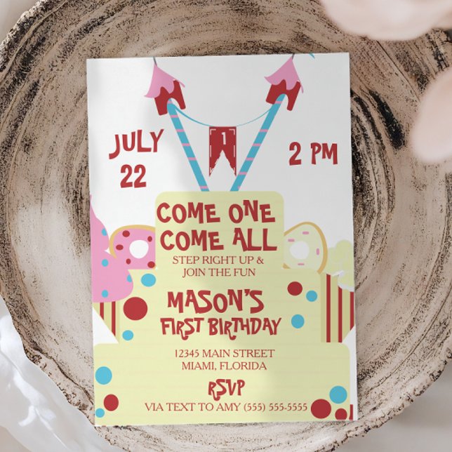Cute Circus Cake Party Invitation (Creator Uploaded)