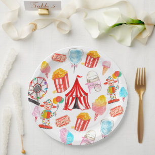 Cute Circus Carnival Festival Children Kids Party Paper Plate