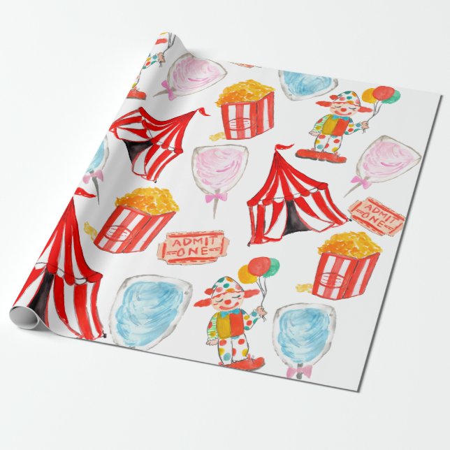 Cute Circus Carnival Kids Party Wrapping paper (Unrolled)
