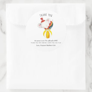 Cute Circus Elephant Party Favour Thank You  Classic Round Sticker