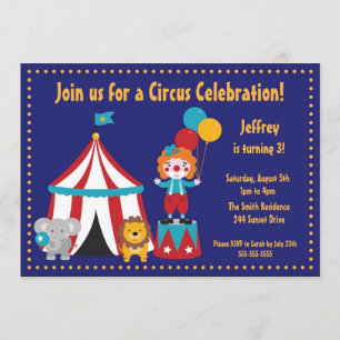 Cute Circus Kid's Birthday Invitation