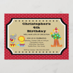 CUTE Circus Kids Birthday Party Invitation