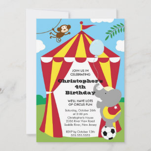 CUTE Circus Kids Birthday Party Invitation