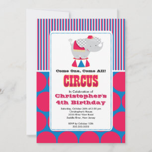 CUTE Circus Kids Birthday Party Invitation