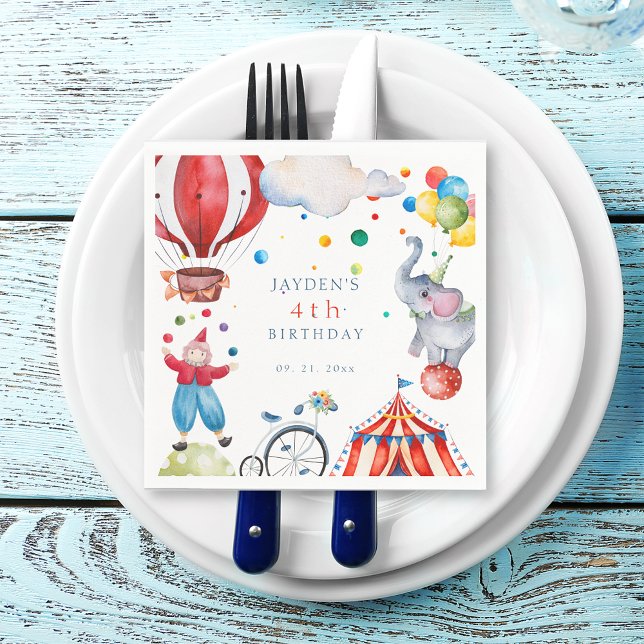 Cute Circus Kids Birthday Party Napkin (Creator Uploaded)