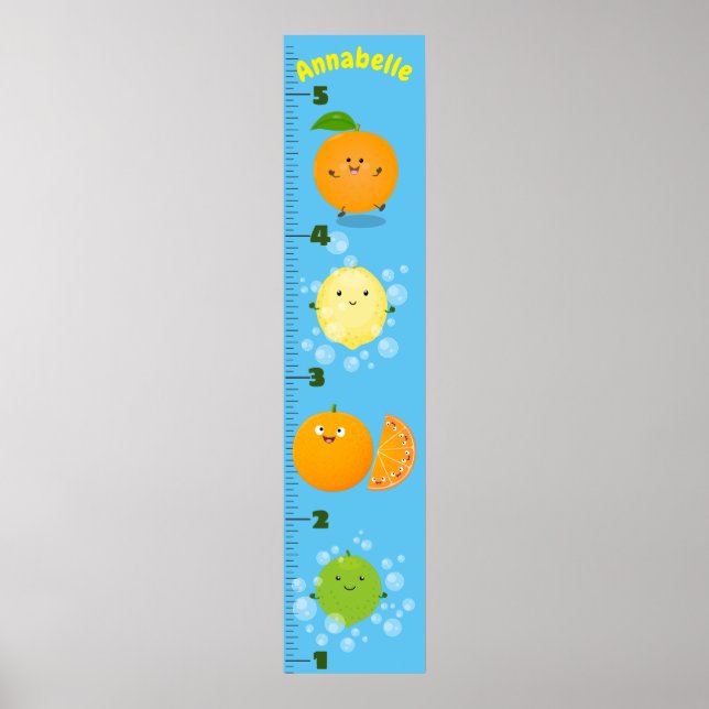 Cute citrus cartoon illustration growth chart (Front)