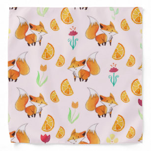 Cute Citrus Fox Pattern Bandana