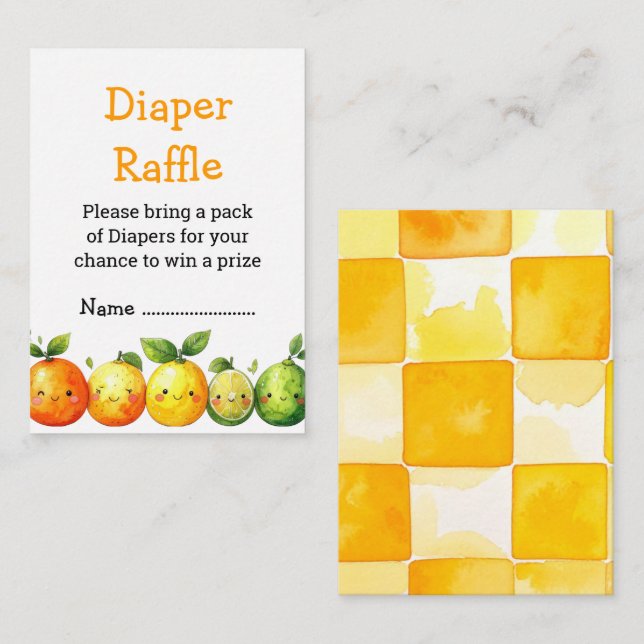 Cute Citrus Fruit Diaper Raffle Card (Front/Back)